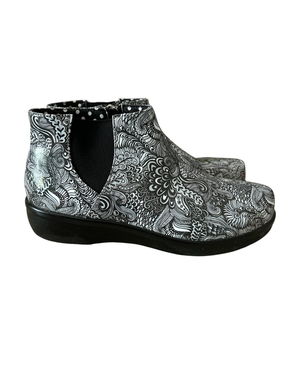 Alegria Climatease Ankle Rain Boot In Wild Child Black/White/Gray Print - 38